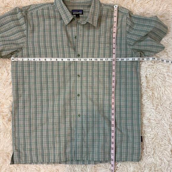Patagonia Worn Wear M's Puckerware Shirt matcha green SZ L organic cotton blend - Picture 7 of 10